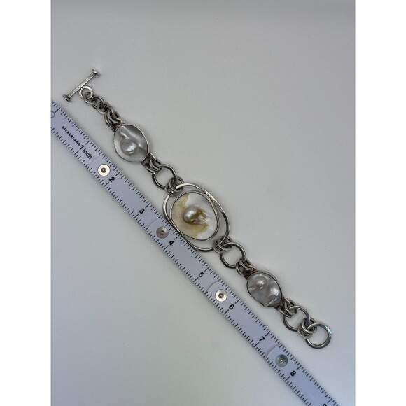 Lapidario Barrera 950 Silver Bracelet – Sculptural Blister Pearl Design - Picture 8 of 12